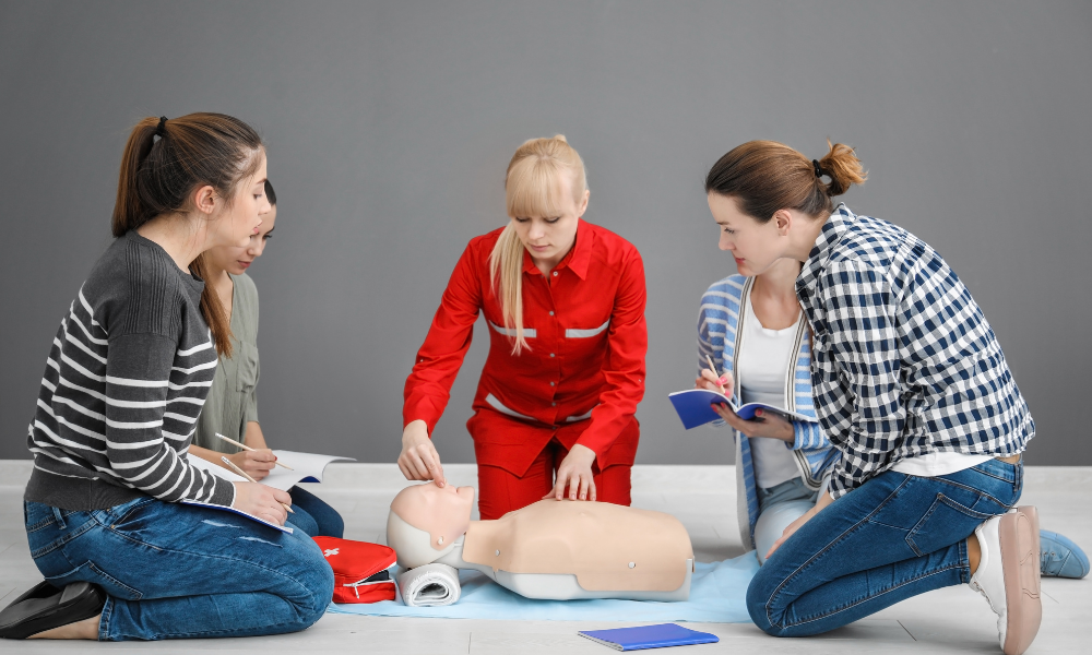 Healthcare practitioners engaged in ACLS team-based learning for effective emergency response.