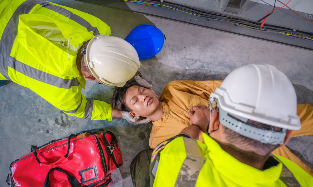 A certified individual confidently performing CPR in a real-life scenario. 