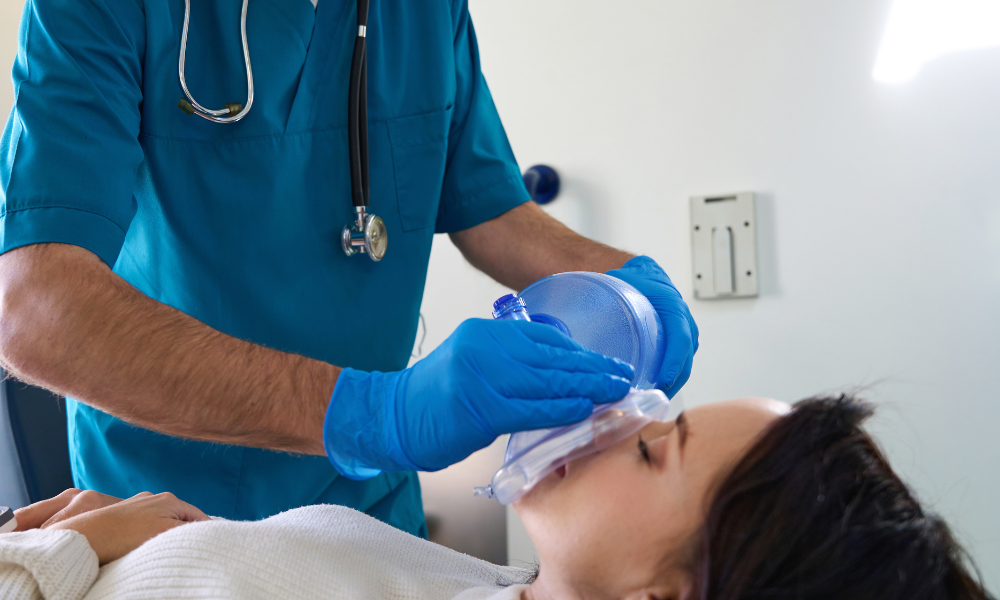 Realistic patient manikin used for ACLS skill practice
